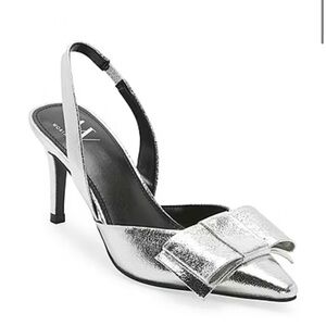 Worthington Metallic Silver Slingback Heels size 7.5